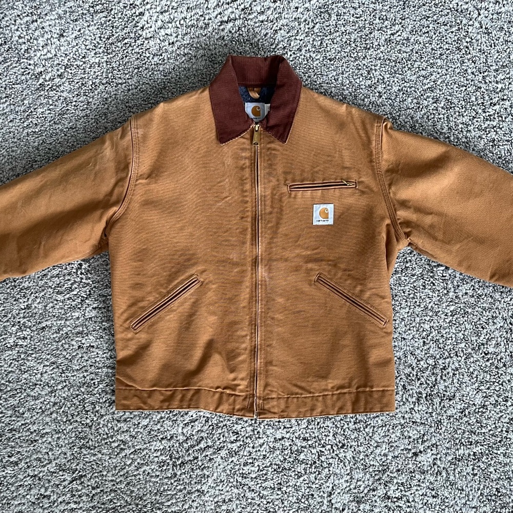 Carhartt Tan Field Jacket with Dark Brown Collar